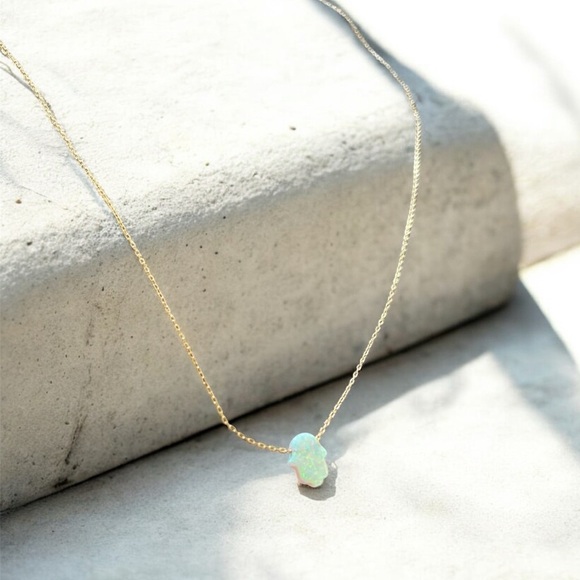 Jewelry - Opal and Gold Hamsa Necklace